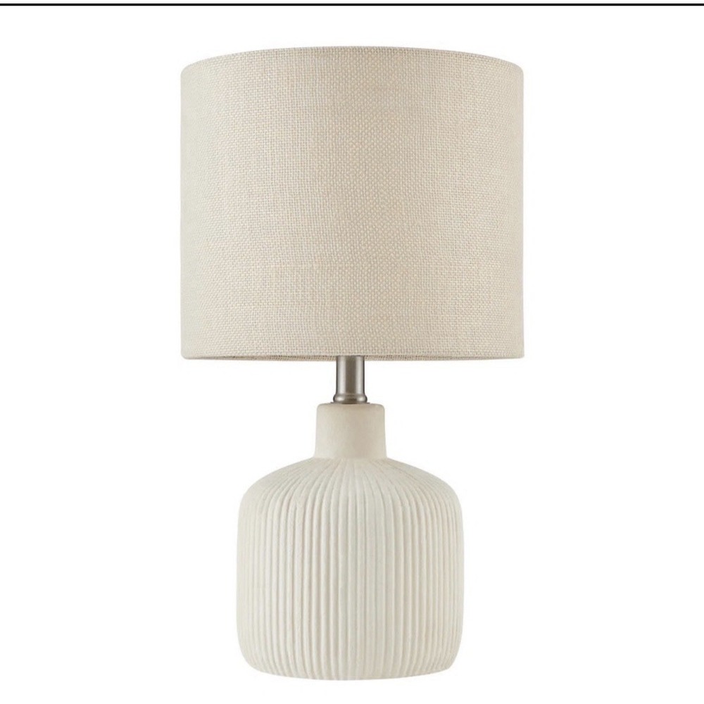 Wrought Studio White Ceramic Table Lamp Ribbed Base w/ Shade New